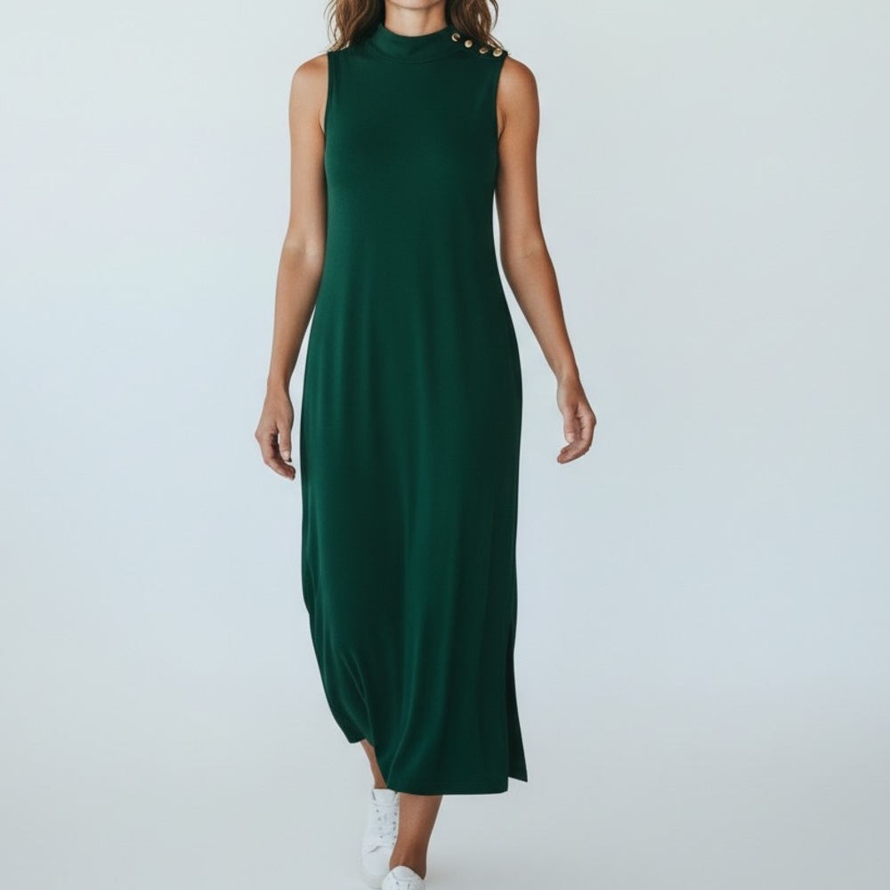 Michael Kors Forest Green Midi Dress - Picture 1 of 7